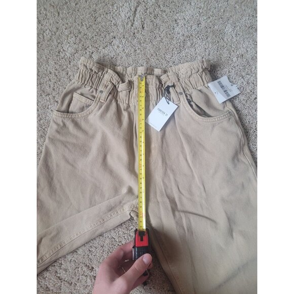NWT Forever 21 Women's Taupe Denim High Rise Tapered Pants Elastic Waist - Picture 3 of 10